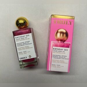 TRULY Birthday Sex Body Oil with Pink and Gold Accents